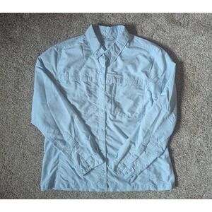 LL Bean Women's Large Blue Button Up Fishing Top Long Sleeve Excellent Condition